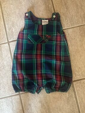Vineyard Vines Toddler Plaid Whale Romper - Green, Navy, Red 12-18 mths preppy!